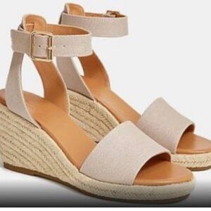 NWOT J. Crew Neutral Canvas Ankle-Strap Espadrille Wedges